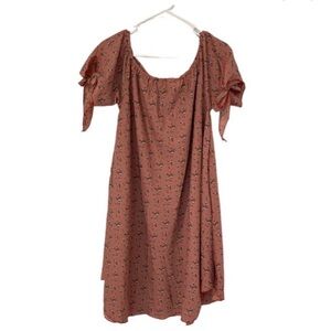 Vintage Highness Women’s Boho Off The Shoulder Floral Short Sleeve Dress in Red